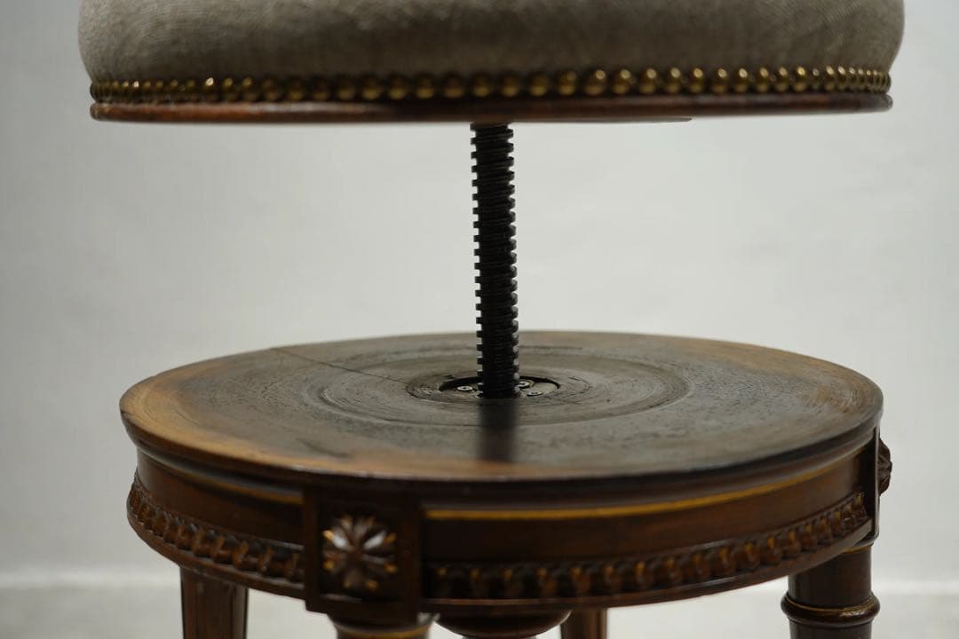 ルイ16世様式　ピアノスツール　フランスアンティーク　回転椅子