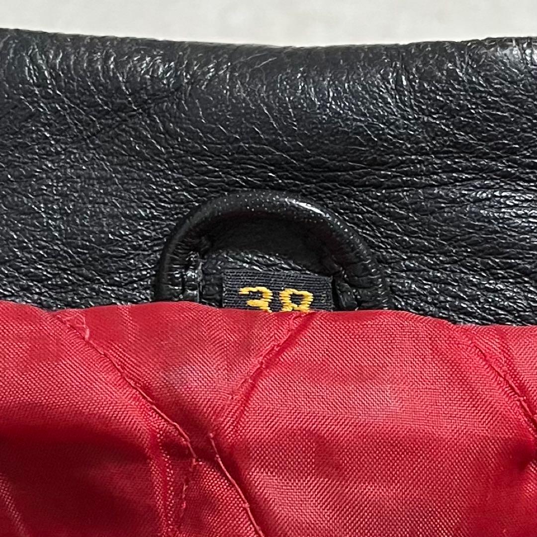 ダブルライダース　レザー　ブラック　短丈　ウエストアジャスター付き Mサイズ