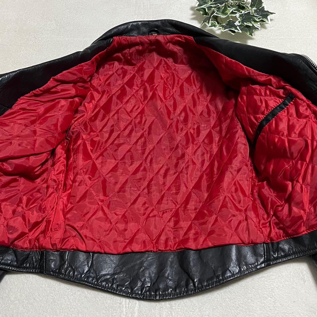 ダブルライダース　レザー　ブラック　短丈　ウエストアジャスター付き Mサイズ