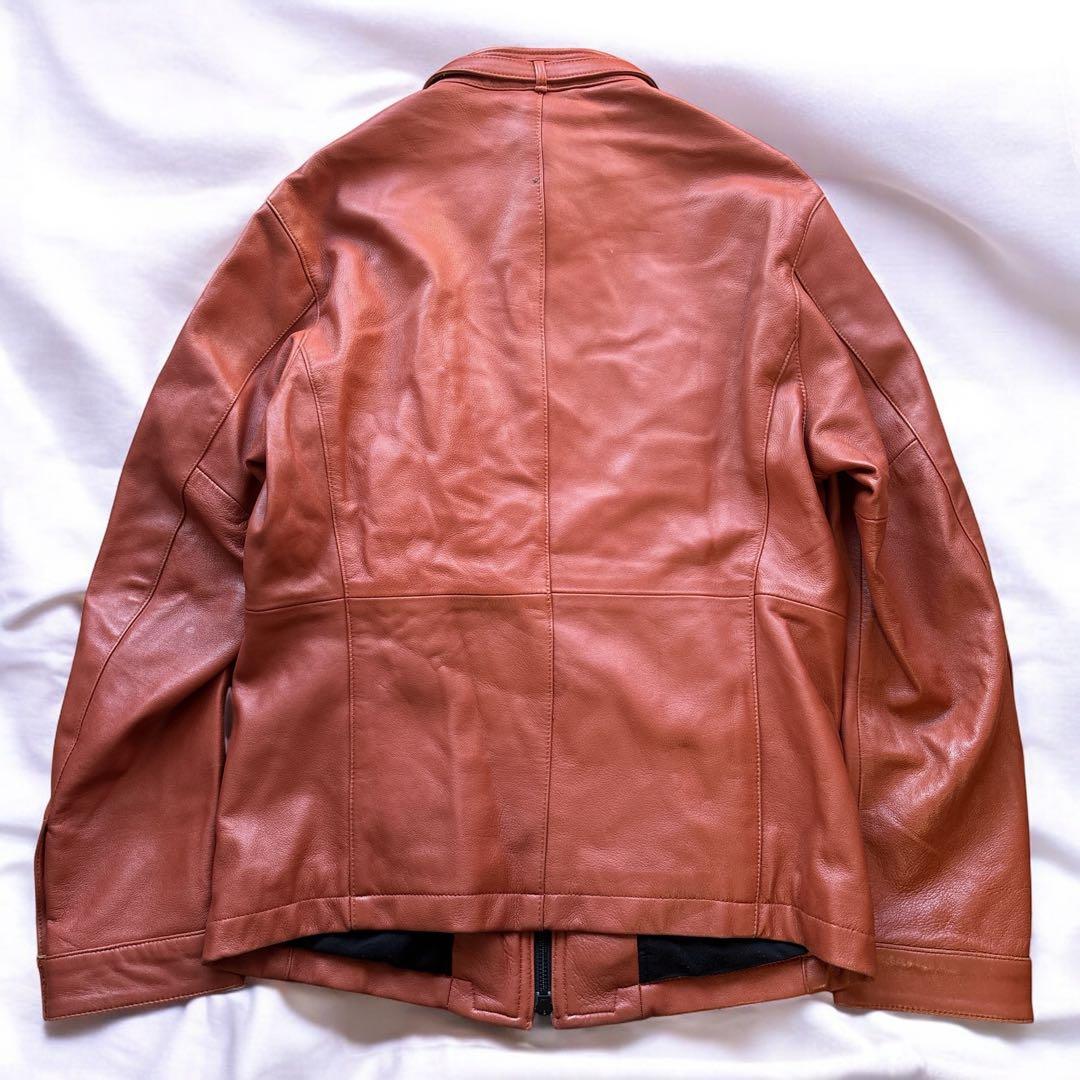 ✨希少カラー✨ニコルクラブ　シングルライダースジャケット 48 羊革 オレンジ