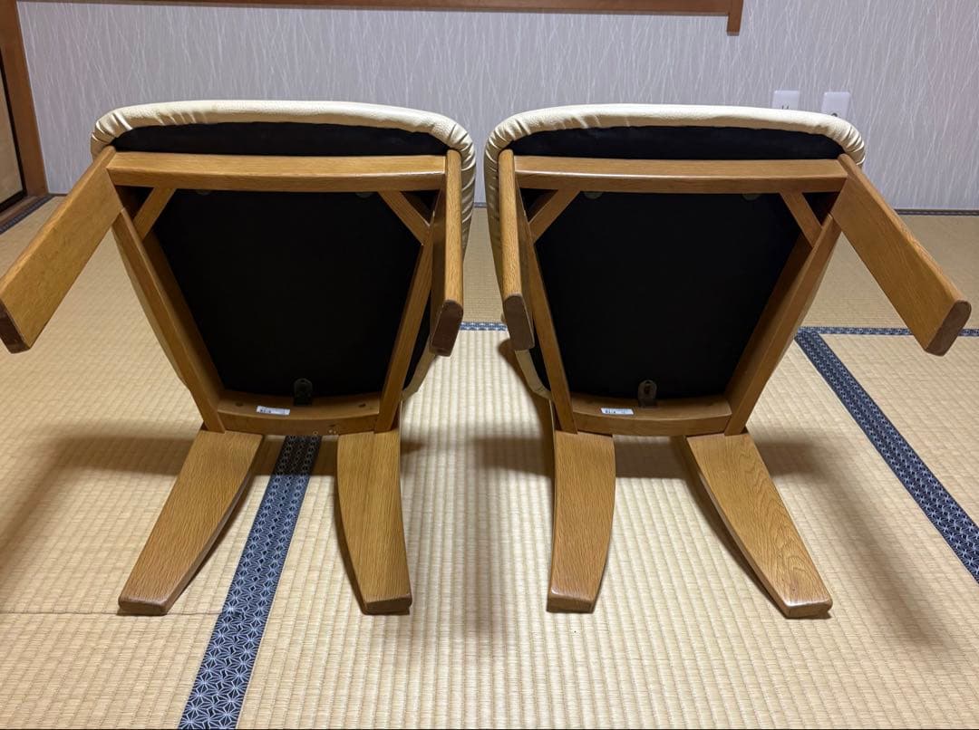 【美品】浜本工芸 / HAMAMOTO ダイニングチェア 椅子 合皮2脚セット