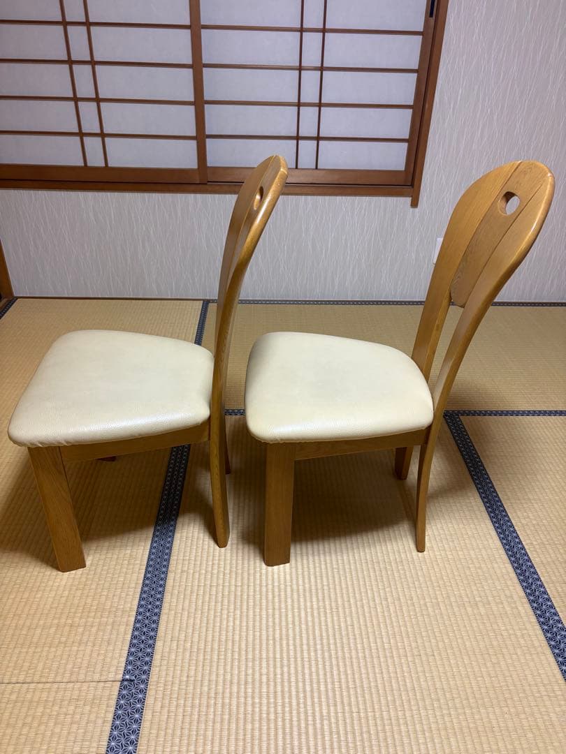 【美品】浜本工芸 / HAMAMOTO ダイニングチェア 椅子 合皮2脚セット