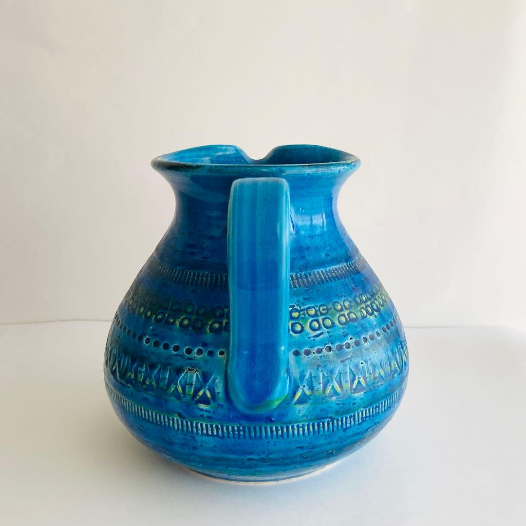 希少】FLAVIA 陶器 リミニブルー花瓶　花器　ミッドセンチュリーやシボネ好き