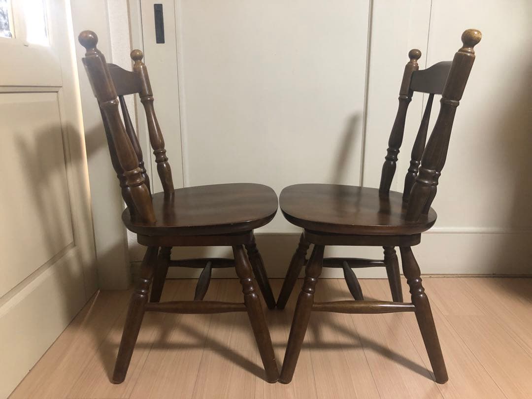 ウィンザーチェア ダイニングチェア 回転椅子 2脚セット【アンティーク レトロ】