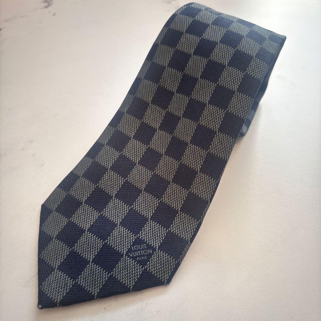 ルイヴィトン ダミエ柄 ネクタイ ネイビー LOUIS VUITTON メンズ