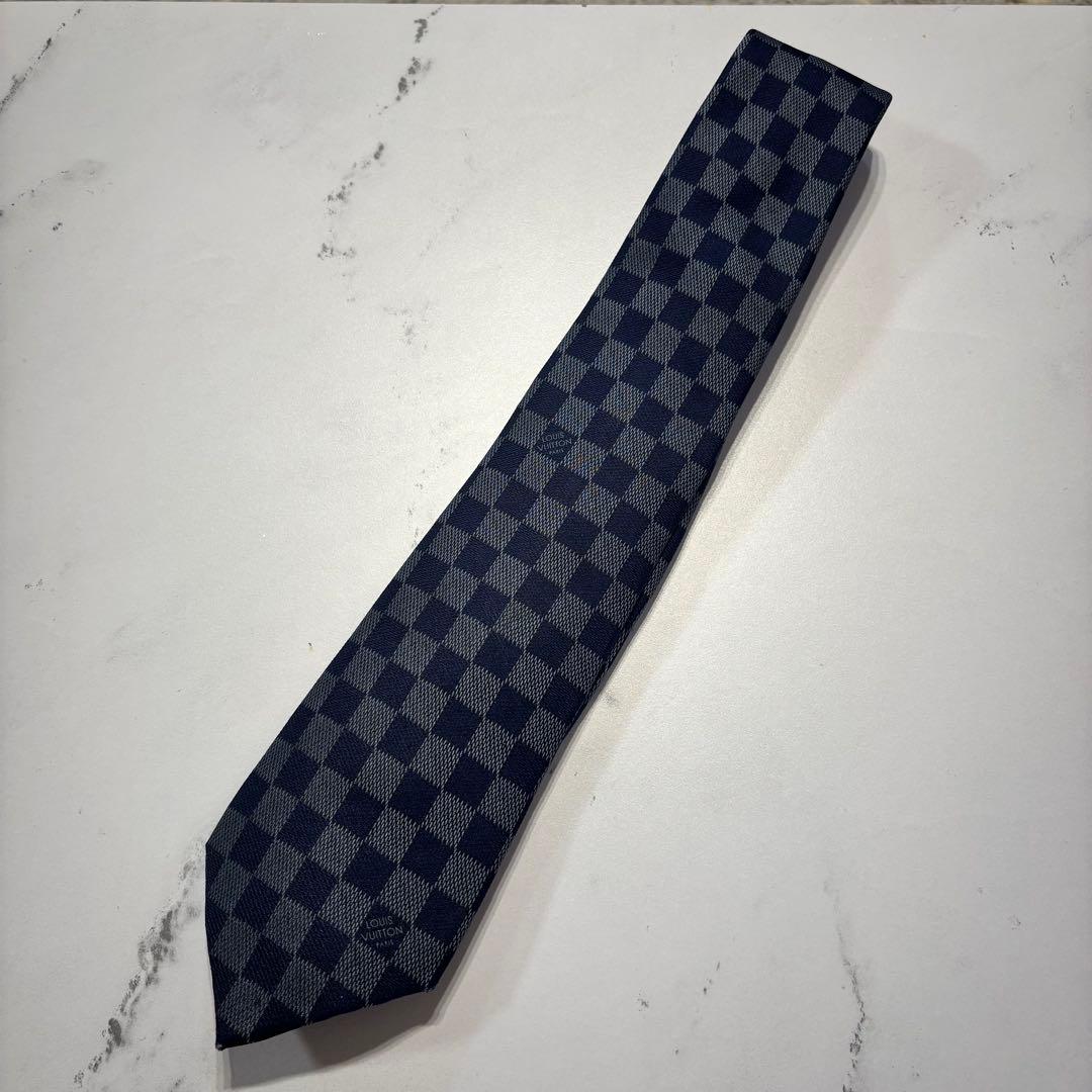 ルイヴィトン ダミエ柄 ネクタイ ネイビー LOUIS VUITTON メンズ