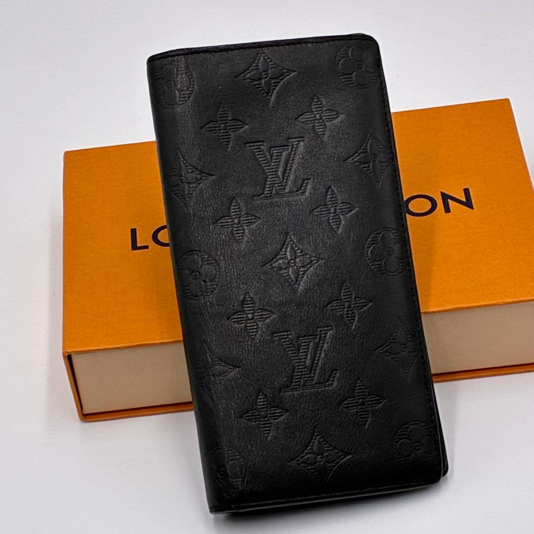 ルイヴィトン　ポルトフォイユブラザ　モノグラム　シャドウ　二折り長財布　ブラック