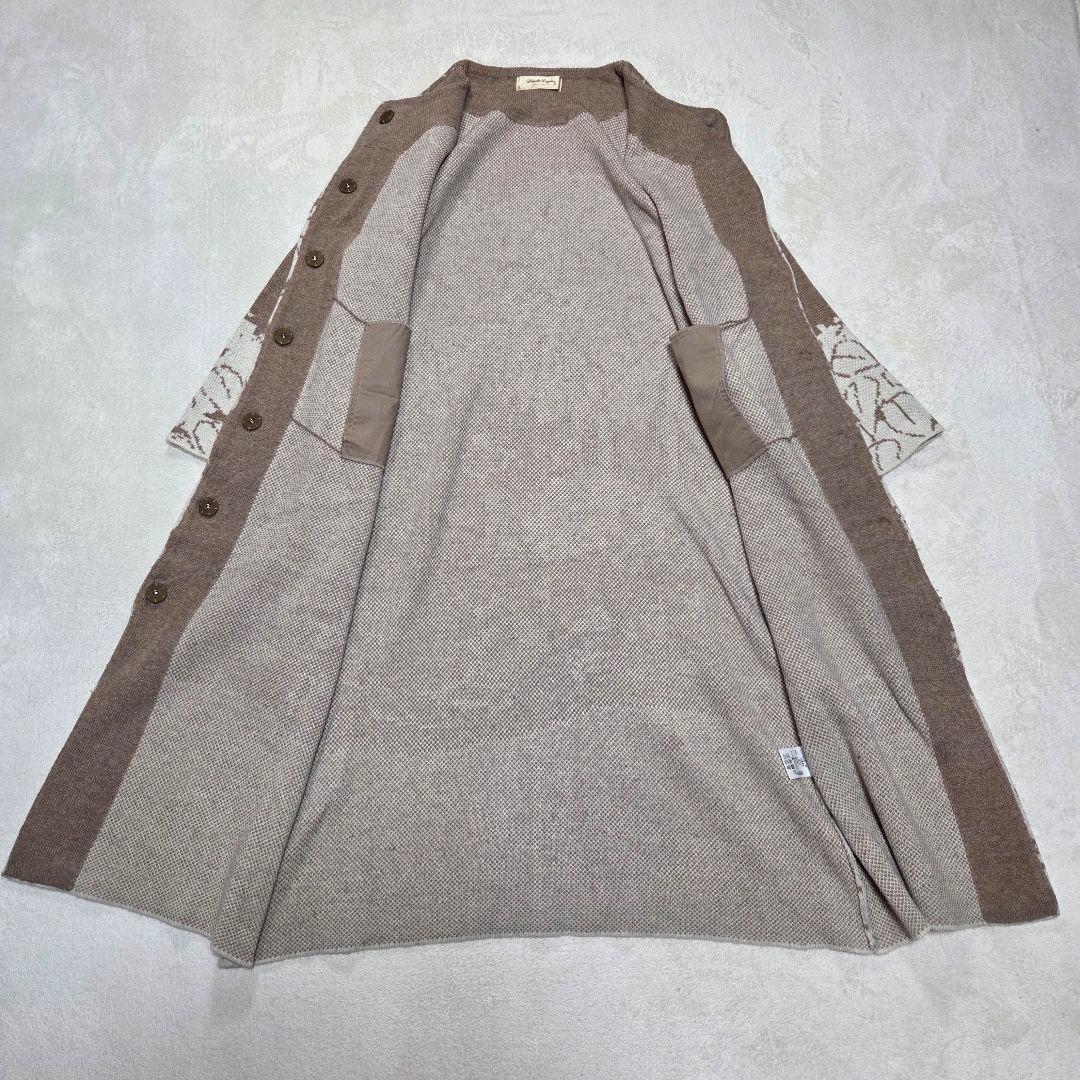 [美品]Franche lippee ニットロングコート ネコ柄 蝶々柄