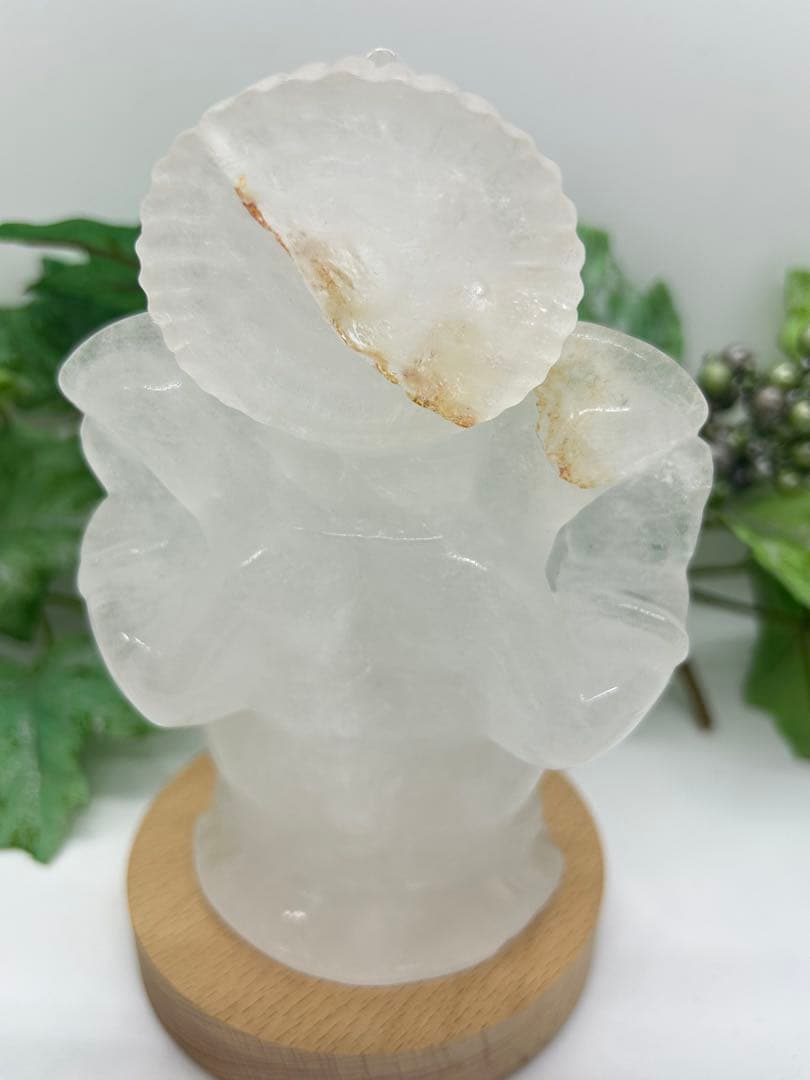 天然石ミルク水晶ガネーシャ置物　No.924