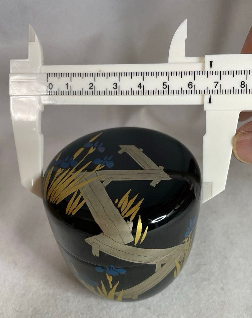 茶道具　八橋蒔絵　黒内朱中棗