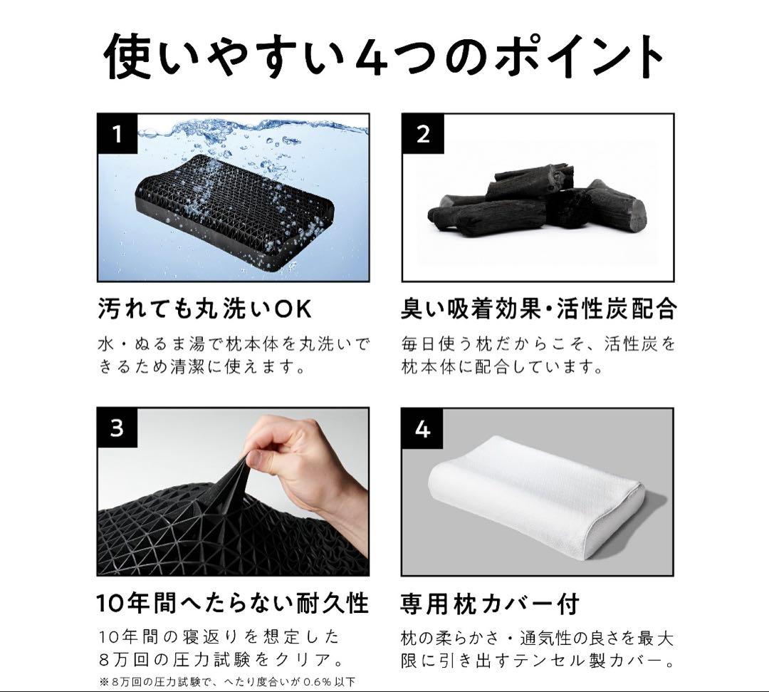 ヒツジのいらない枕 カバー付き 黒