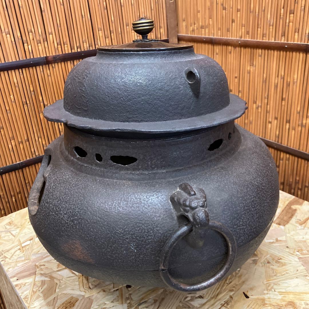 茶道具　黒鋼　炉➕釜セット　N1036RK