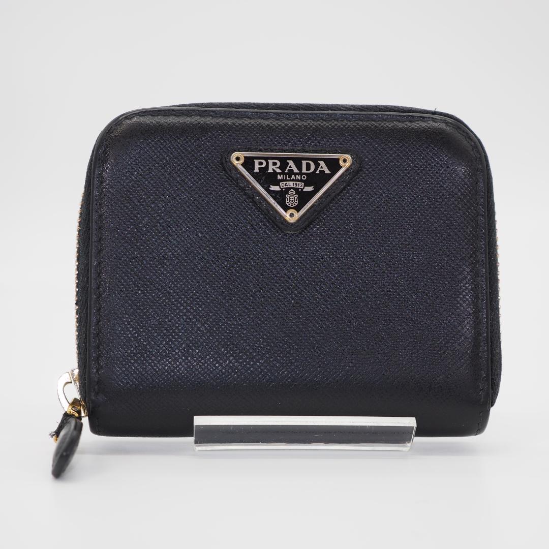 PRADA プラダ ケース サフィアーノ 三角プレート 黒