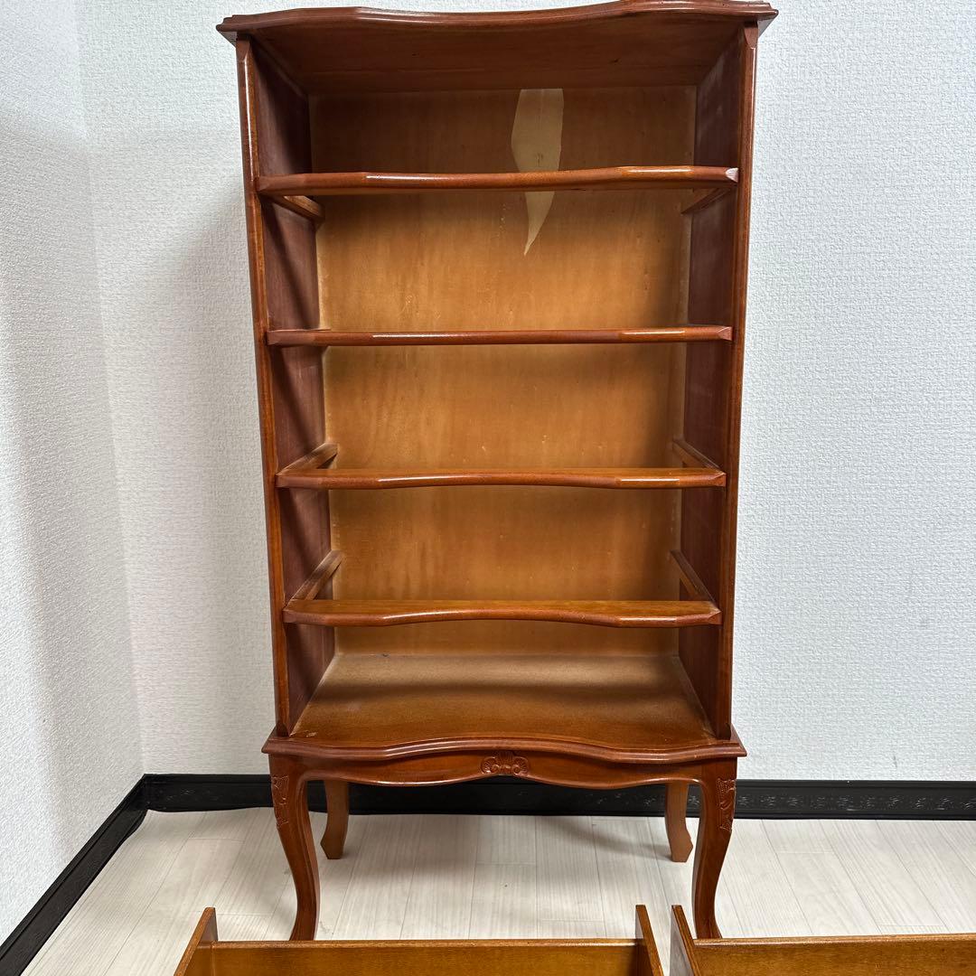 イタリア製 チェスト 5段5杯 象嵌細工 象嵌 金属取手 猫脚 i4※