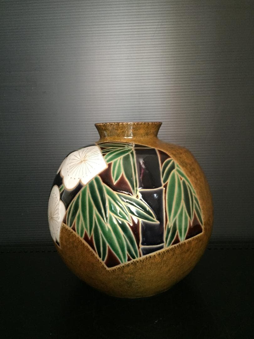 昭和レトロな九谷焼花瓶　新品未使用　年代物