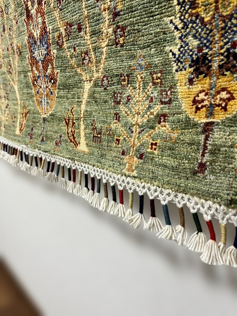 アフガニスタン手織りウール・コットン絨毯．サイズ:78x126cm