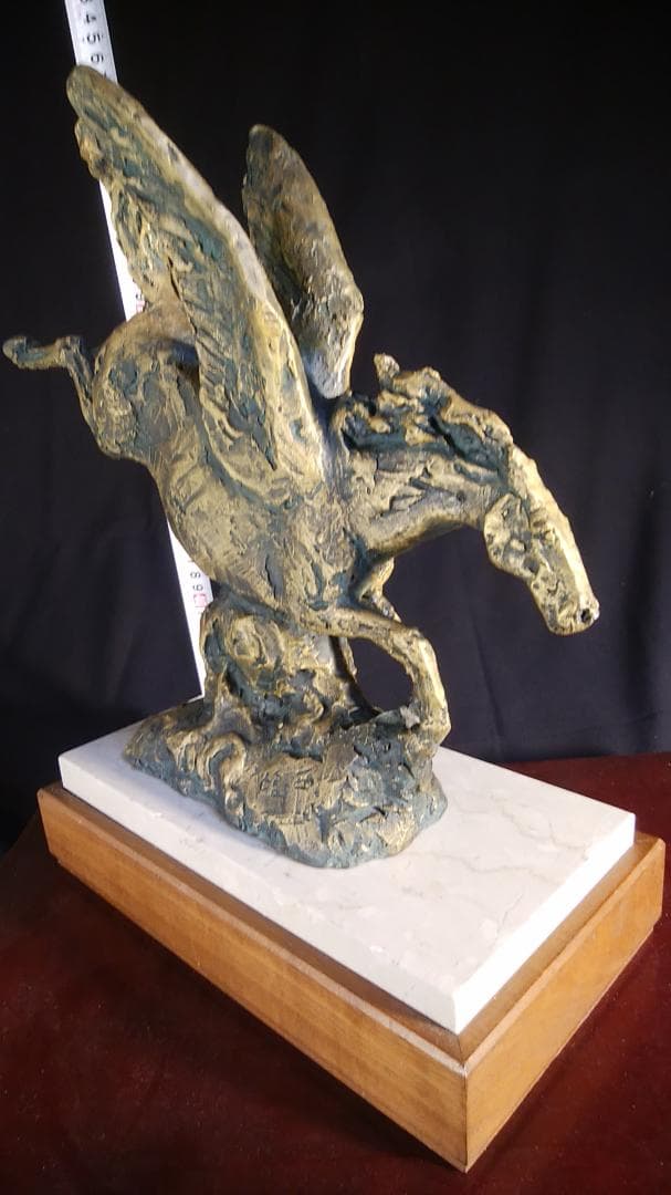 や*す様 ブロンズ像 西望「春風」ペガサス天馬 高3４c重６kg/彫刻銅像/干支