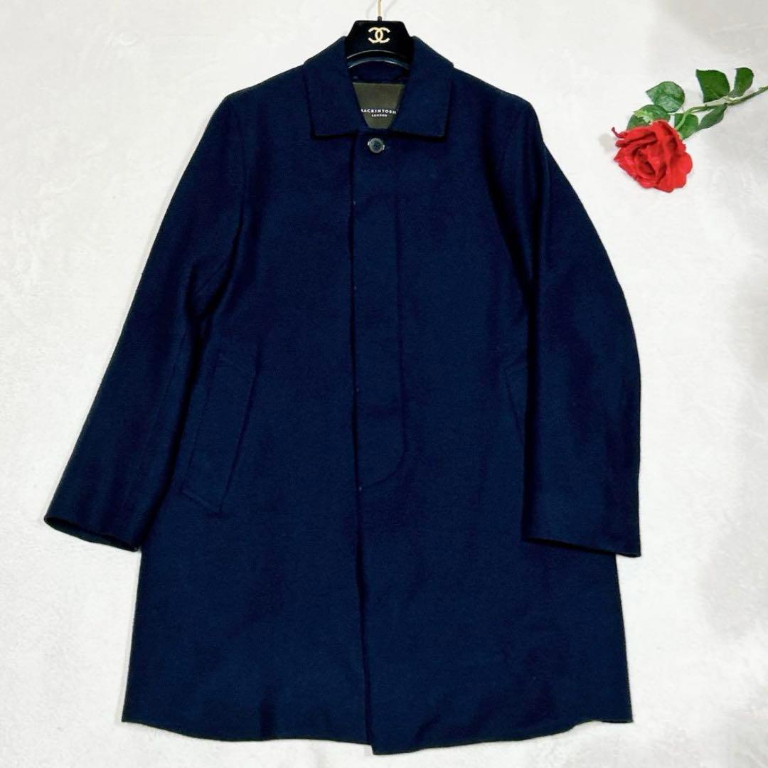 極美品✨マッキントッシュロンドン ウールシルクステンカラーコート ネイビー 36