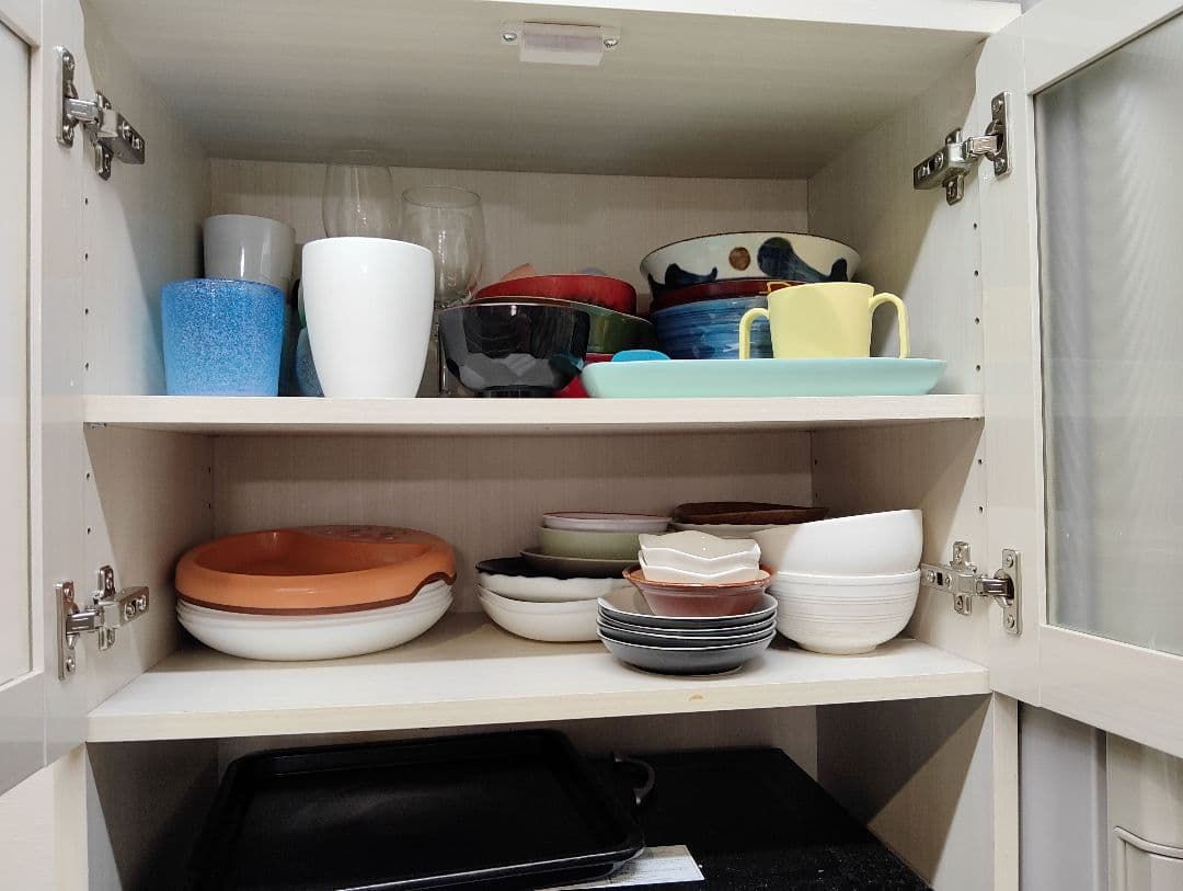 ホワイト レンジボード ガラス扉付き