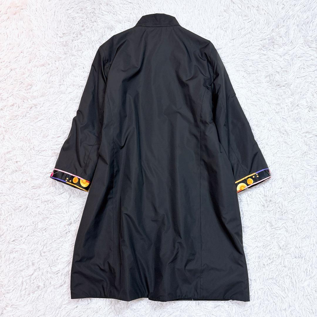 訳あり【極美品】レオナール パデッドロングコート トリム 花柄裏地 ブラック L