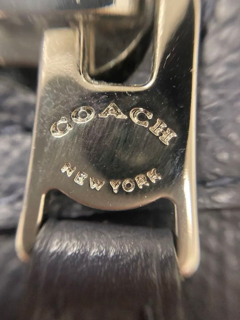 COACH ネイビー レザー メッセンジャーバッグ◇