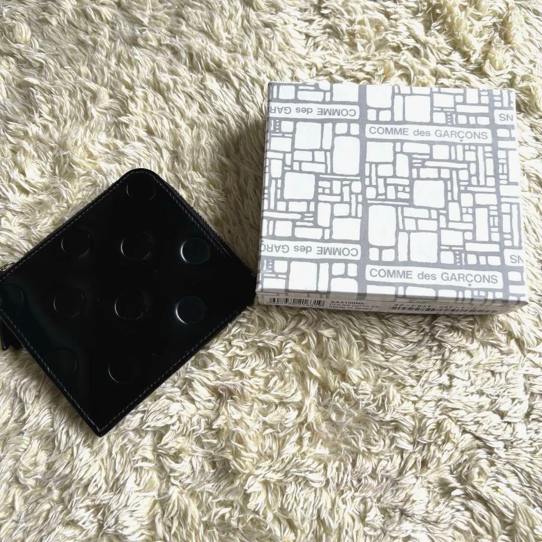 極美品　コムデギャルソン ミニ財布 ドット　エンボスレザー　黒　ブラック