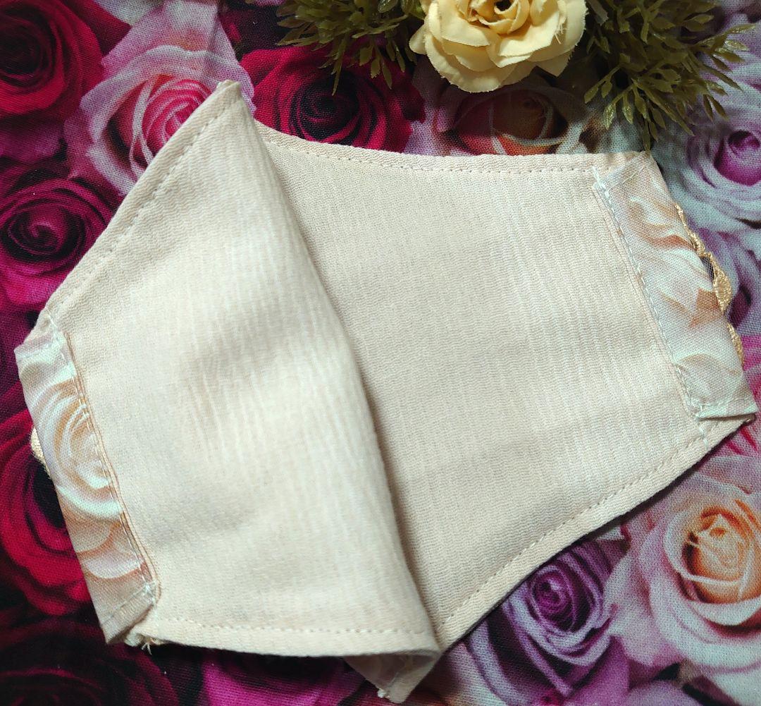 Ｎｏ．2412 ラメ入り花柄チュールレース♡ハンドメイドマスク