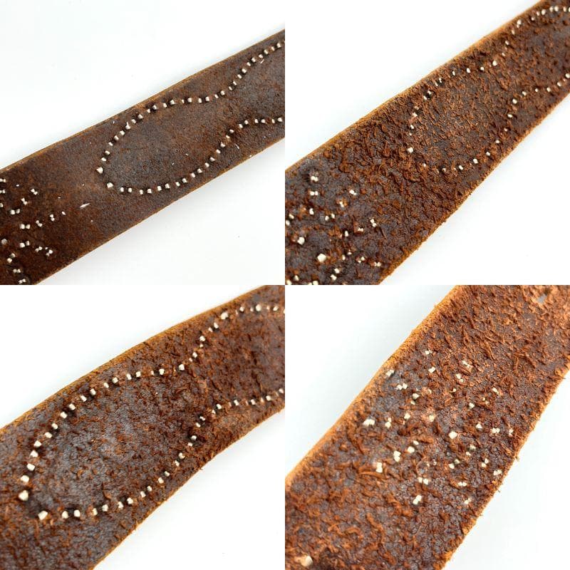 HTC エイチティーシ－ ベルト ビジュー スタッズ 装飾 本革 ダークブラウン