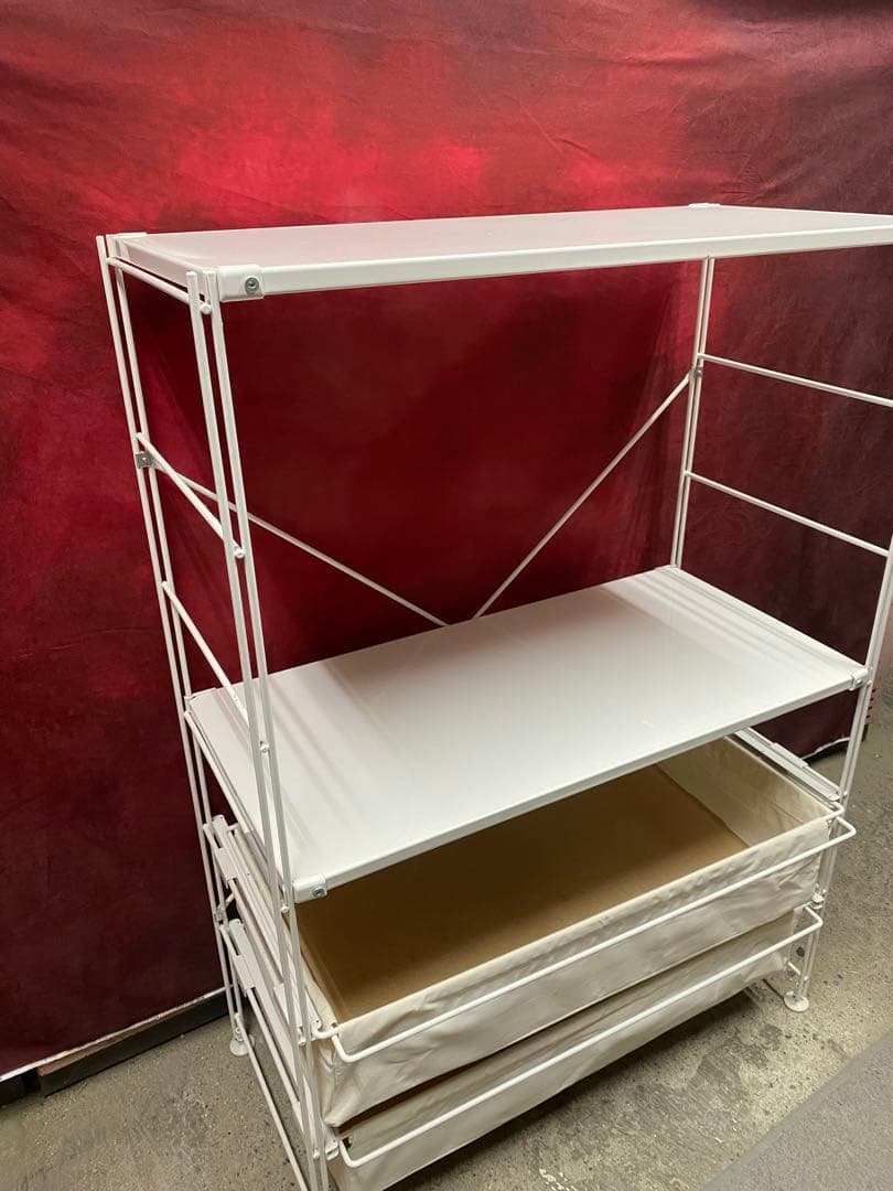 ✨大人気✨無印良品　スチールユニットシェルフ中ワイド　帆布バスケット2個付