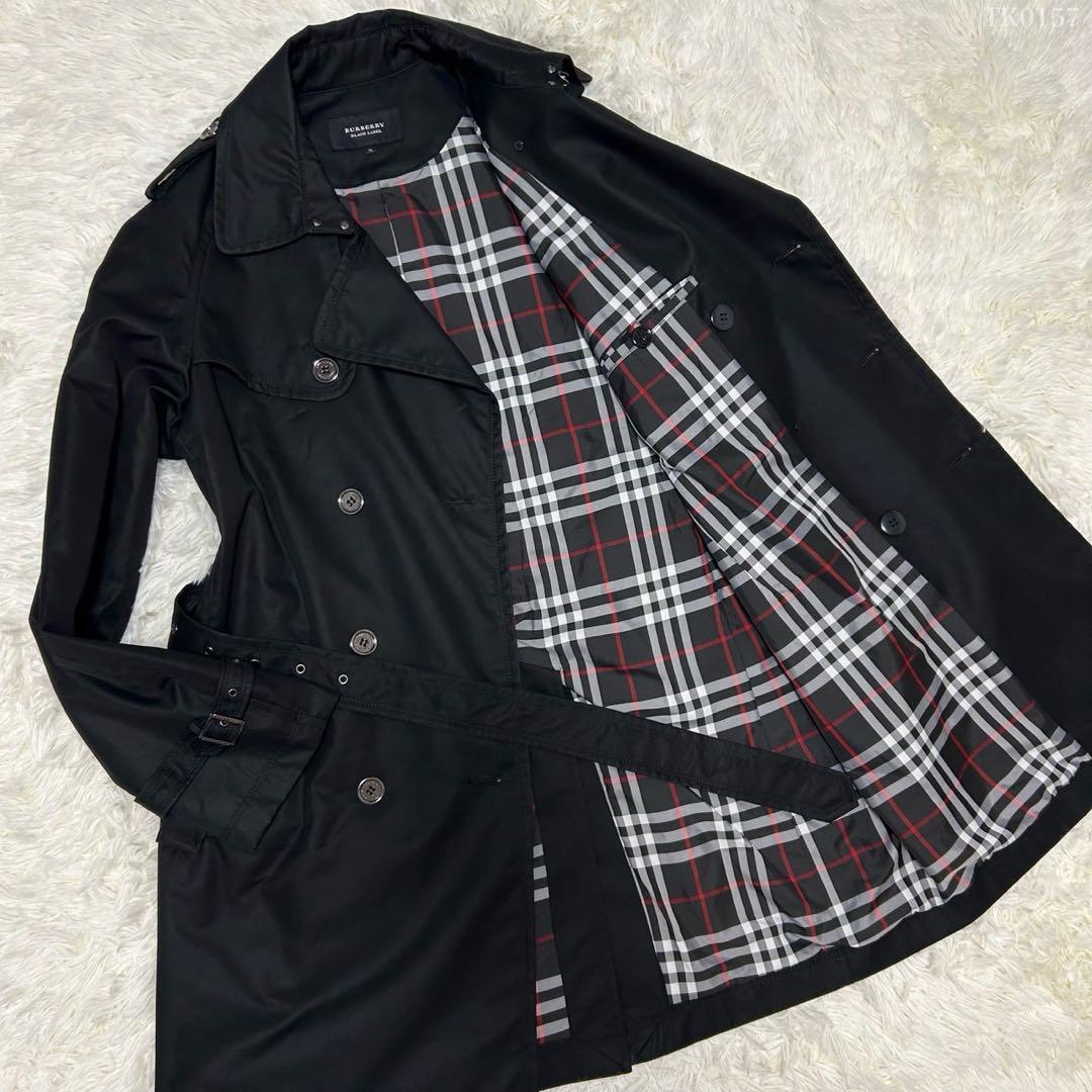 【極美品/XL】バーバリーブラックレーベル トレンチコート ノバチェック ベルト