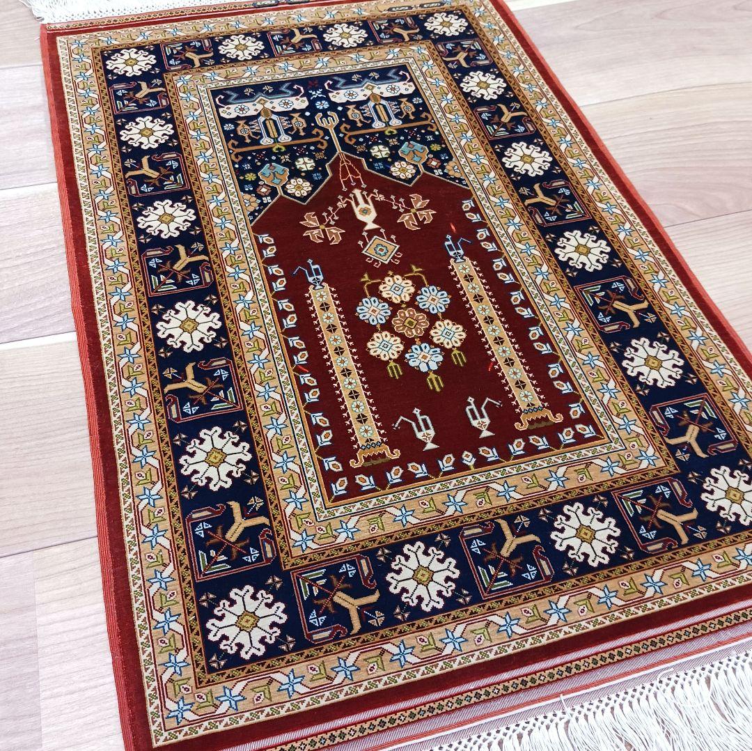 Y3284 トルコ絨毯 ヘレケ シルク100% 手織144万ノット 工房サイン