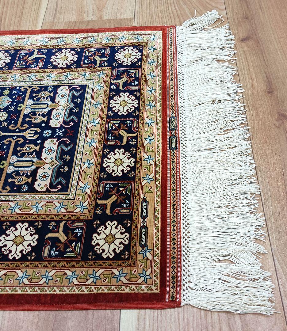 Y3284 トルコ絨毯 ヘレケ シルク100% 手織144万ノット 工房サイン