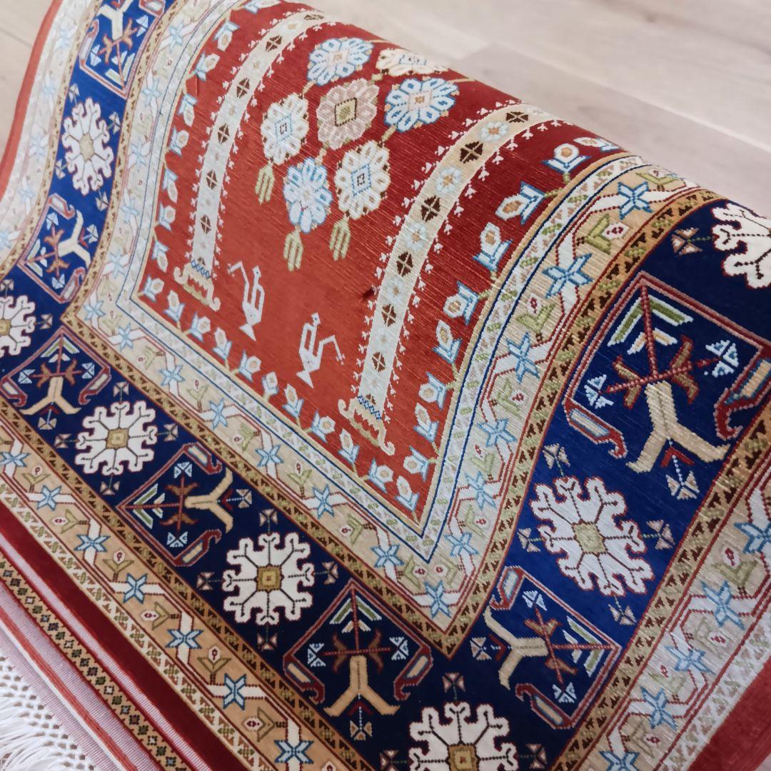 Y3284 トルコ絨毯 ヘレケ シルク100% 手織144万ノット 工房サイン