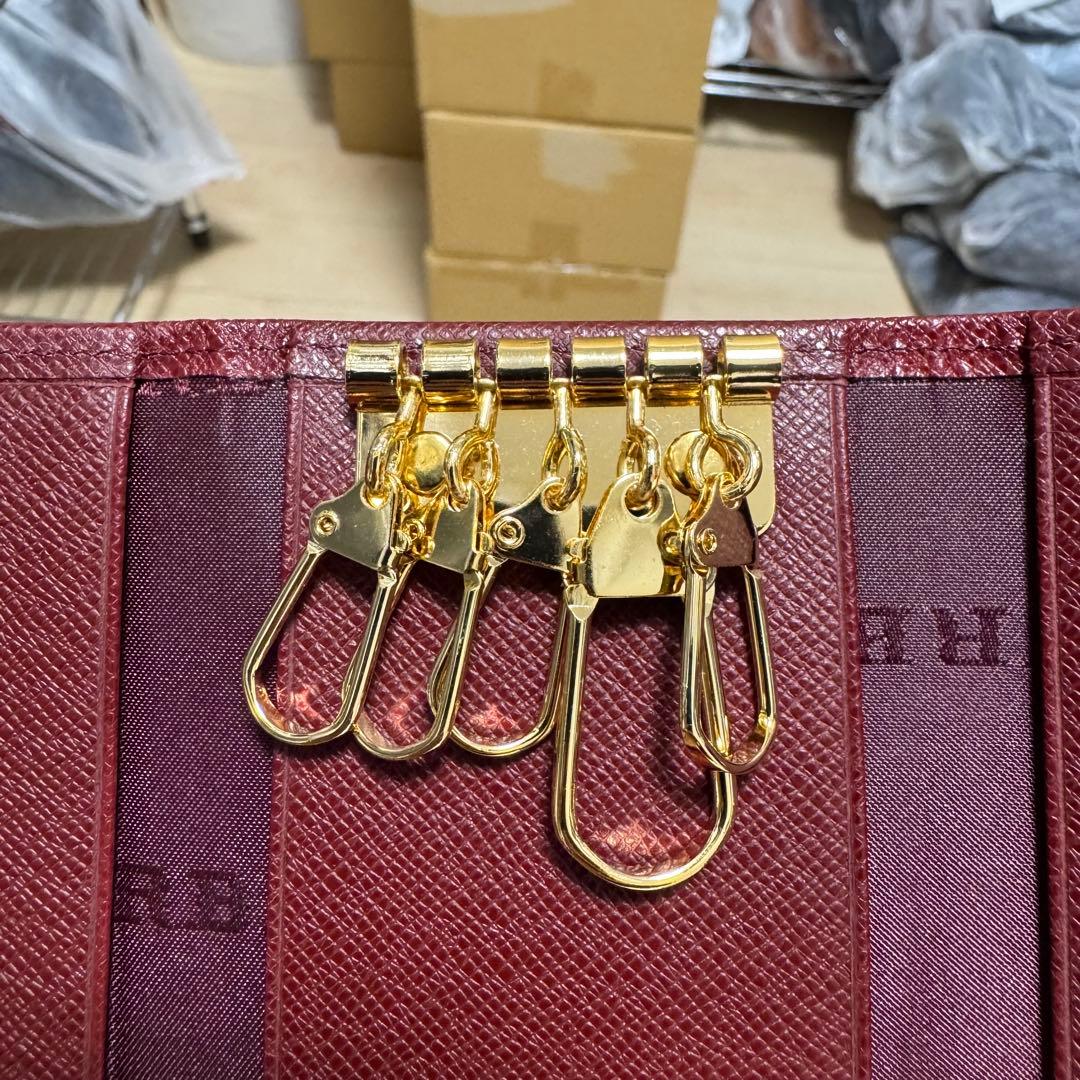 【新品】BURBERRY バーバリー 5連 キーケース ボルドー　ノバチェック