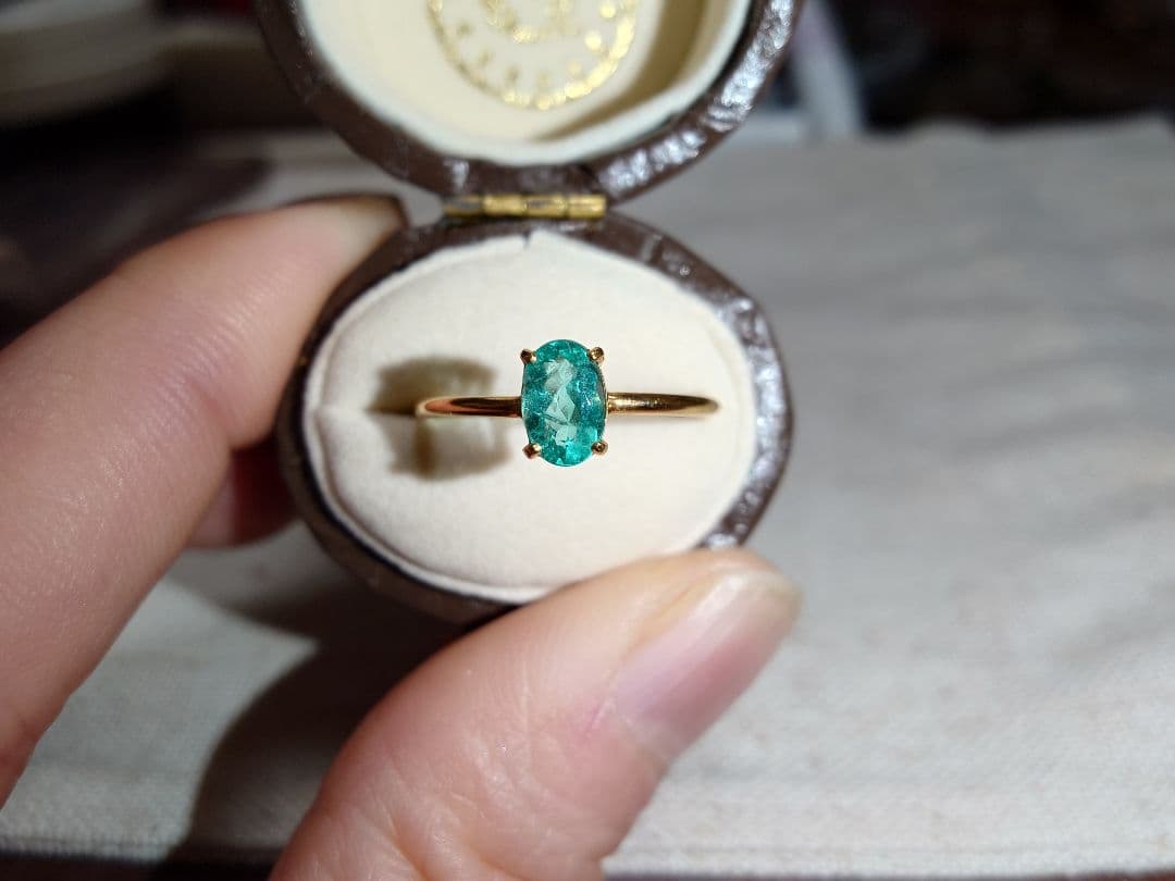 グリーンベリル　k18 12号 ミネラルマルシェ　指輪