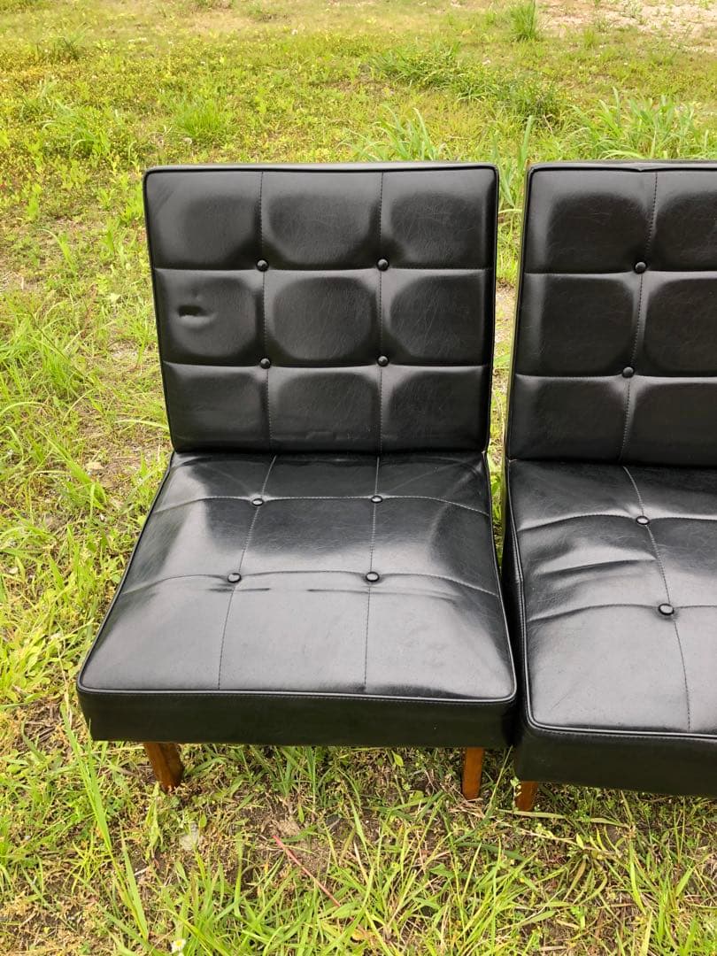 昭和レトロ オールドカリモク 3シーター 真ん中 セパレート カタカナカリモク