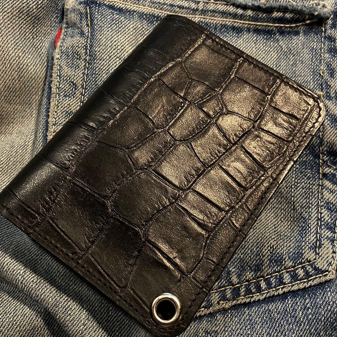 お札が折れない！ミドルトラッカーウォレット 3層 シルバー 栃木レザー