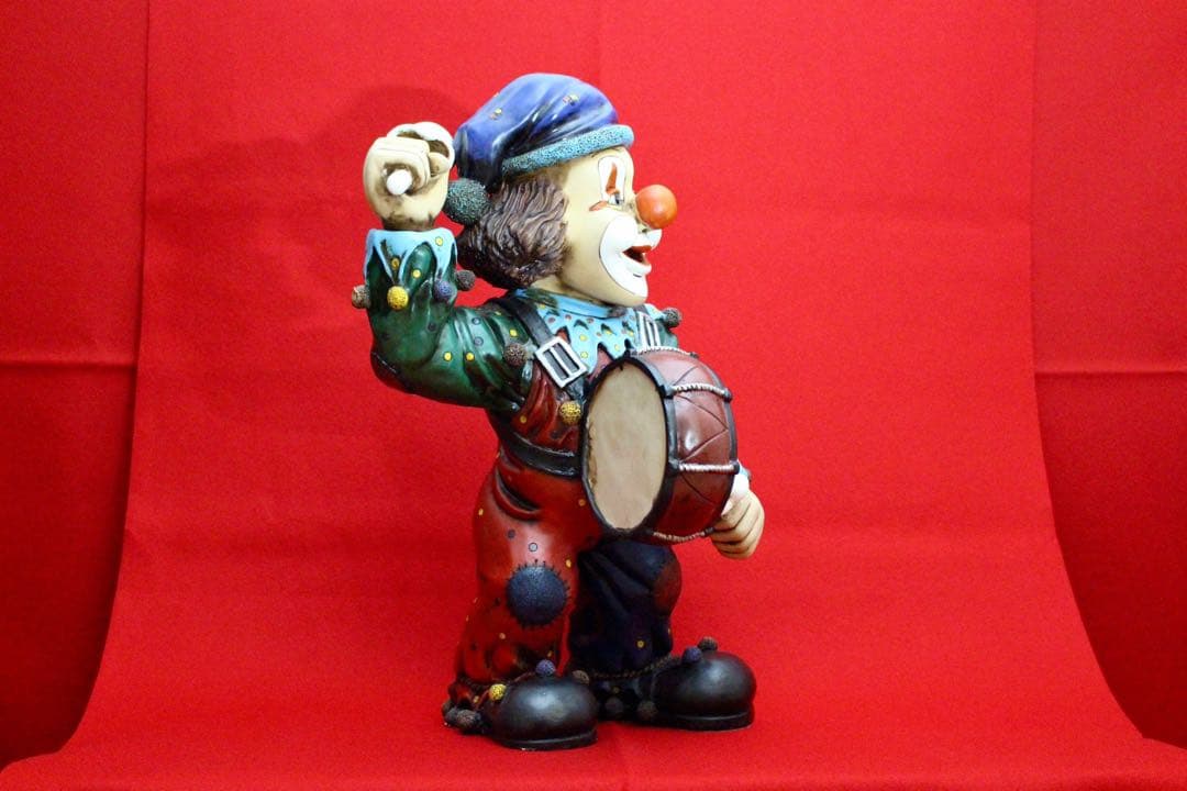 イタリア雑貨・ピエロコレクション【お茶目なピエロ　特大サイズ　ドラム】