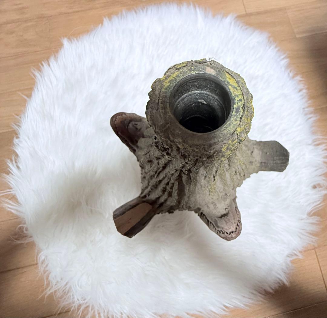 昭和レトロ 木彫り酒瓶 猪＆ワニ デザイン オブジェ