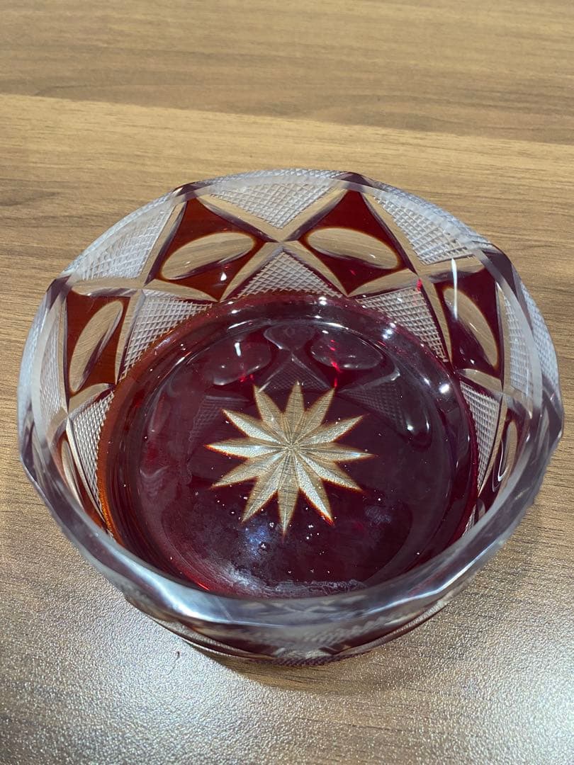 切子　蓋物　三段重　木箱付き