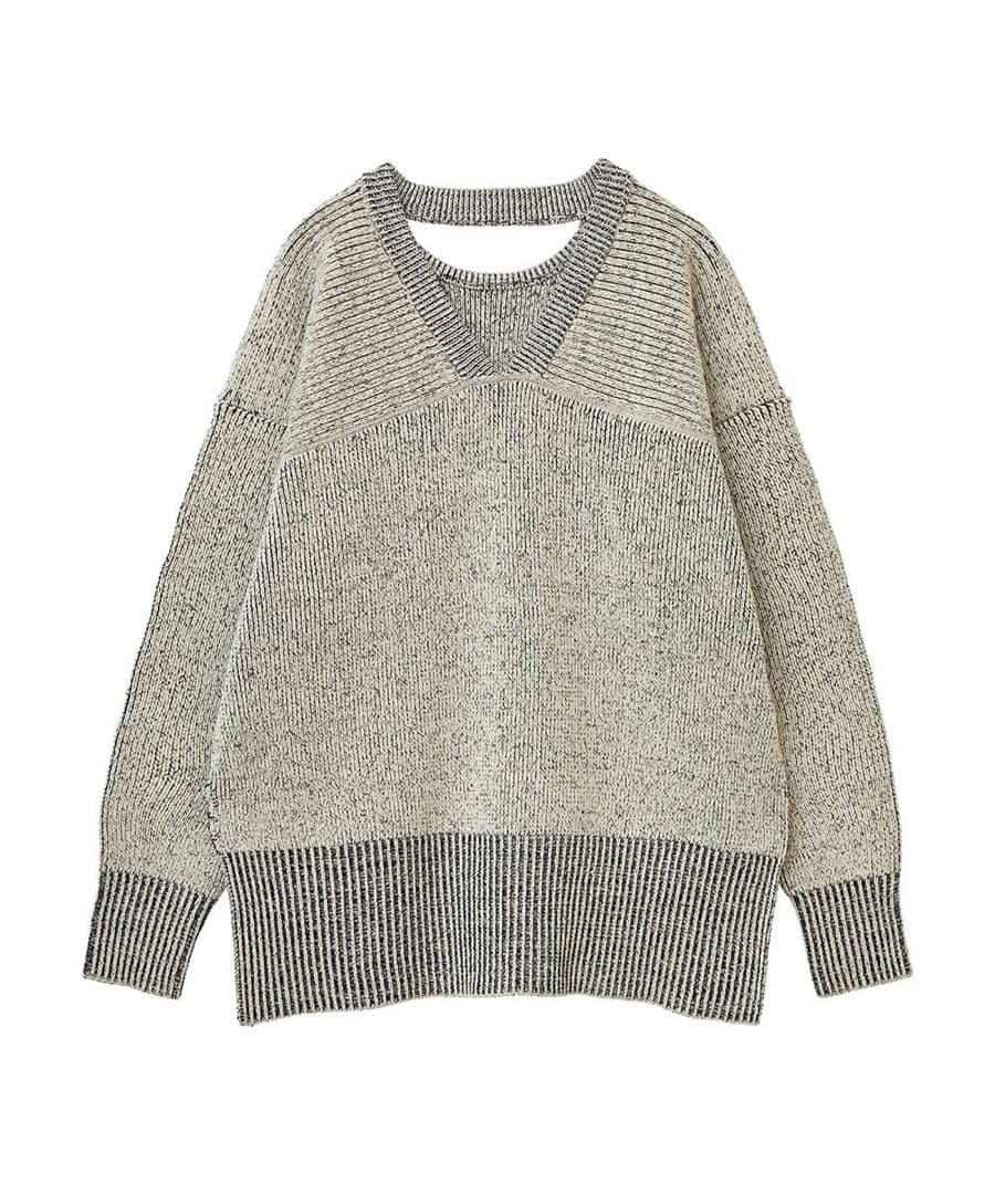 トップス clane W FACE CUT NECK WIDE KNIT TOPS
