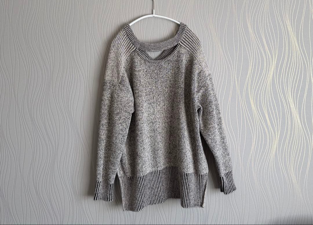 トップス clane W FACE CUT NECK WIDE KNIT TOPS
