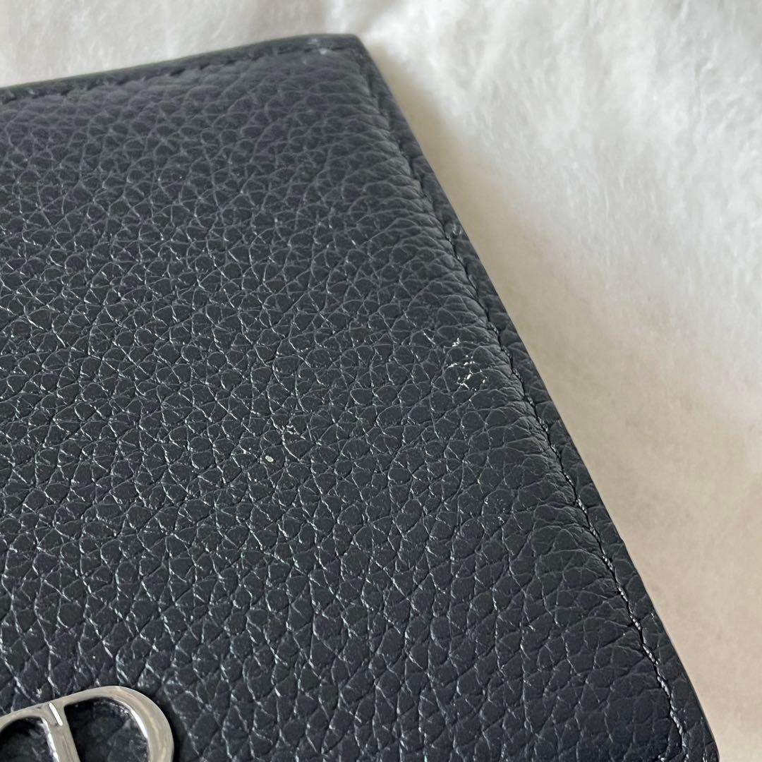 ディオール　マネークリップ　CDアイコン　レザー　黒　ブラック　ロゴ金具　メンズ