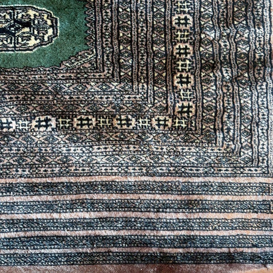 パキスタン絨毯　グリーン　ラホール　アンティーク　絨毯　ラグ　カーペット