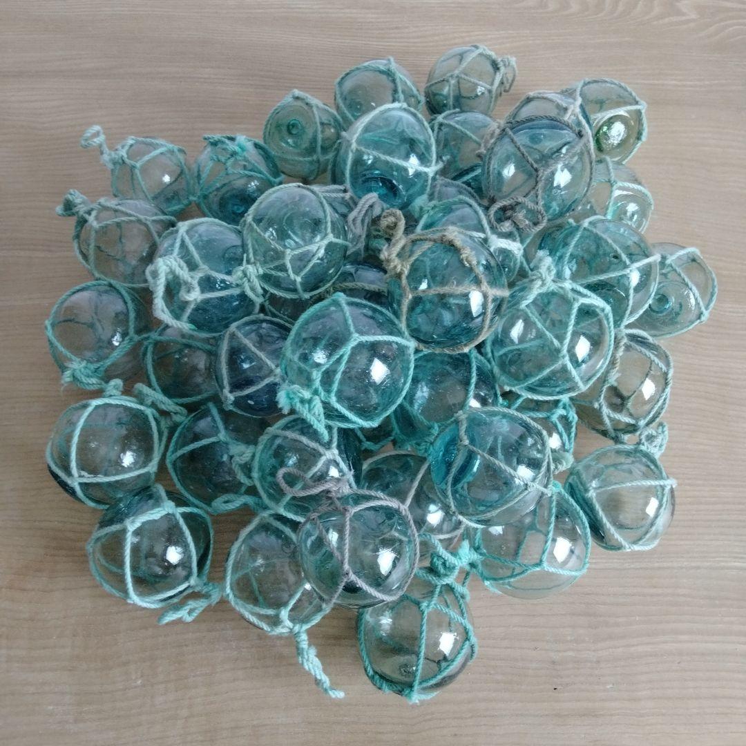 ガラス浮き球　浮き玉　ガラス玉　５０個セット　網紐付き