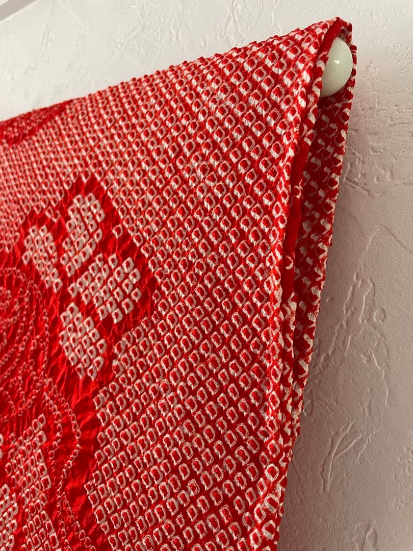 美品　七五三　3歳　正絹総絞りのお着物セット　正絹白地のちりめん被布　手毬