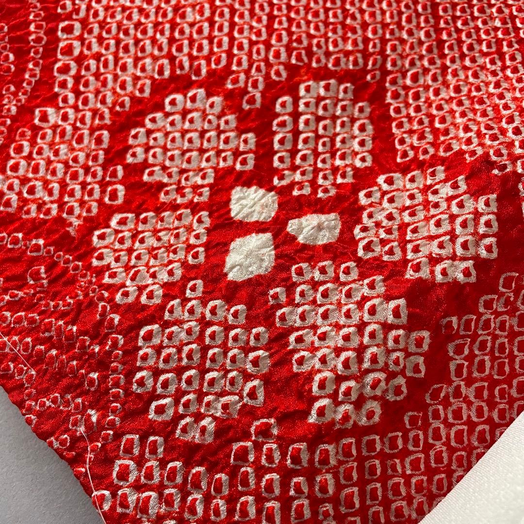 美品　七五三　3歳　正絹総絞りのお着物セット　正絹白地のちりめん被布　手毬