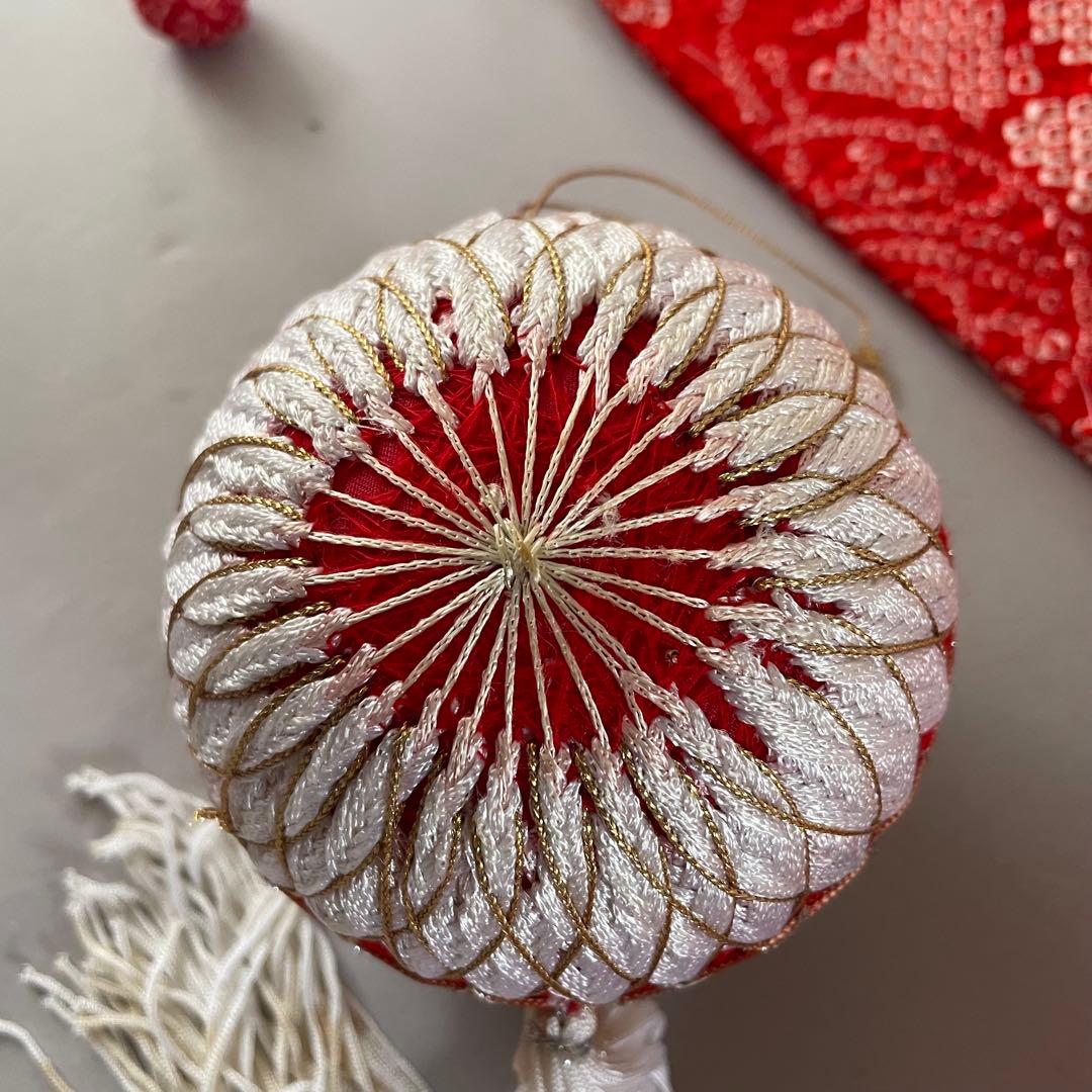 美品　七五三　3歳　正絹総絞りのお着物セット　正絹白地のちりめん被布　手毬