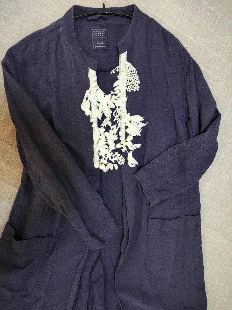 ミナペルホネン　コットンリネン コート　forest parade