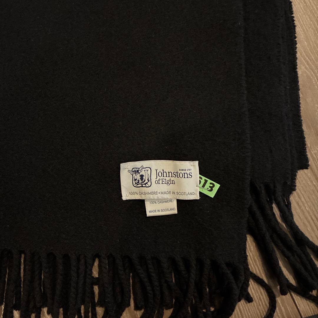 Johnstons of Elgin 100%カシミヤ ストール 黒